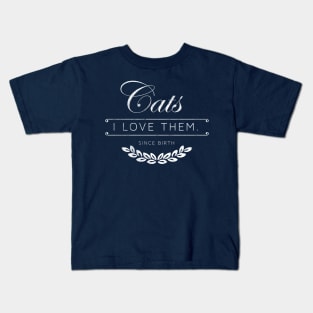 I love cats stylish navy blue merch Kids T-Shirt